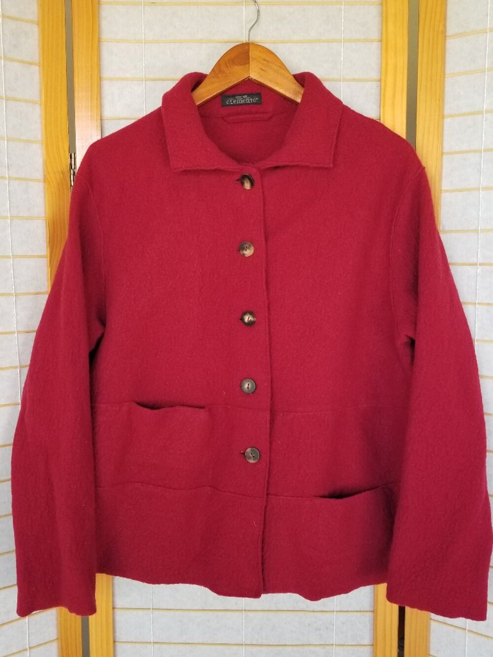 Elemente Clemente 100% Italian Boiled Wool Sweater Blazer Size 8 Artsy Boho